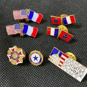 Vintage Misc. pins set of 7 - state of TN, USA, France, ALEC, ALA, LA